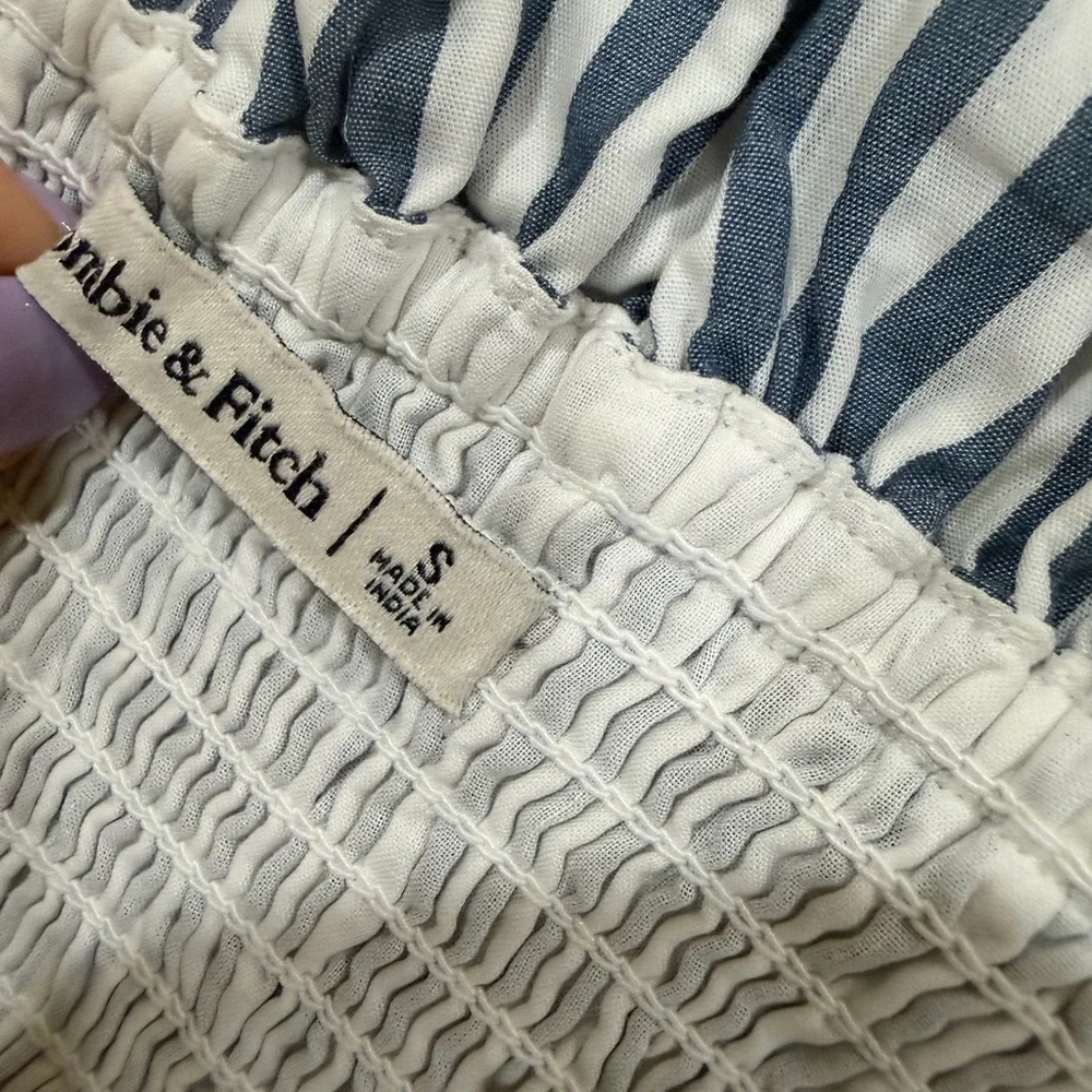 Blue and White Striped Off-Shoulder Maxi Dress